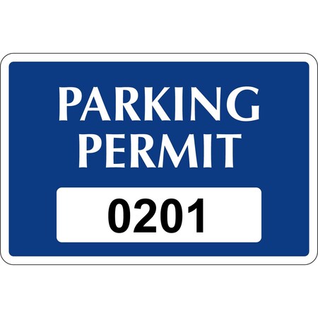 Lustre-Cal Repositionable Parking Permit Dark Blue 3in x 2in  Serialized 201-250, 50PK 253411Py1Bd0201